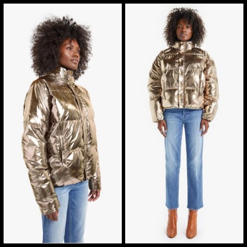 💕MOTHER💕 The Pillow Talk Puffer Jacket Metallic
